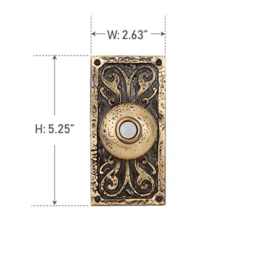 Craftmade PB3037-BB Designer Surface Mount Lighted Doorbell LED Push Button, Burnished Brass (5.25"H x 2.63"W) - Image 2