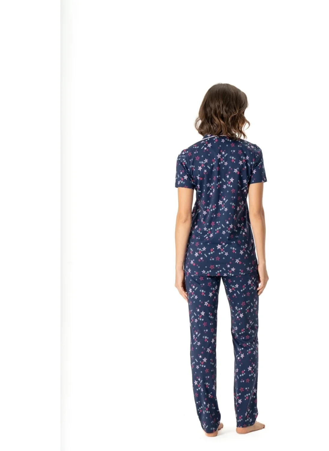 يو اس بولو اسن BASE. Polo Assn. Women's Navy Blue Full-Length Pocket Pajama Set