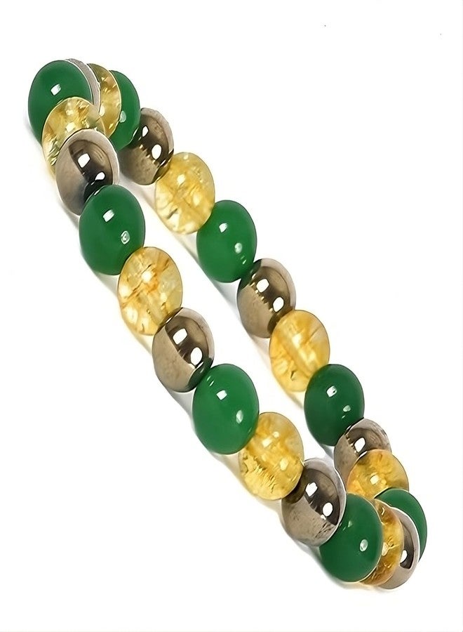 Sukhad Green Aventurine & Citrine Crystal Bracelet for Men & Women | Lucky Wealth Attraction Healing Stone Bracelet | Prosperity Energy Beaded | Adjustable Spiritual Jewelry - Image 1