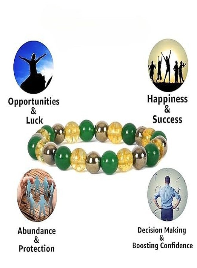 Sukhad Green Aventurine & Citrine Crystal Bracelet for Men & Women | Lucky Wealth Attraction Healing Stone Bracelet | Prosperity Energy Beaded | Adjustable Spiritual Jewelry - Image 2