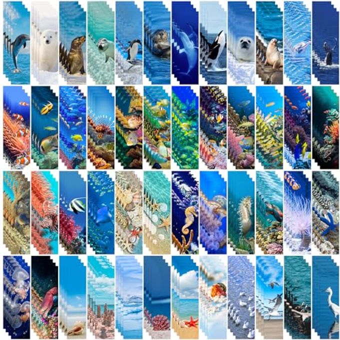 MOJIEZUO 200 Pieces Sea Animal Bulk Bookmarks For Kids, 50 Designs Book Marks For Students Double Sided Cute Book Mark For Book Lovers Themed Book Marks Set For Children Students Classroom Gift For Teacher - Image 1
