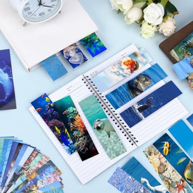 MOJIEZUO 200 Pieces Sea Animal Bulk Bookmarks For Kids, 50 Designs Book Marks For Students Double Sided Cute Book Mark For Book Lovers Themed Book Marks Set For Children Students Classroom Gift For Teacher - Image 2