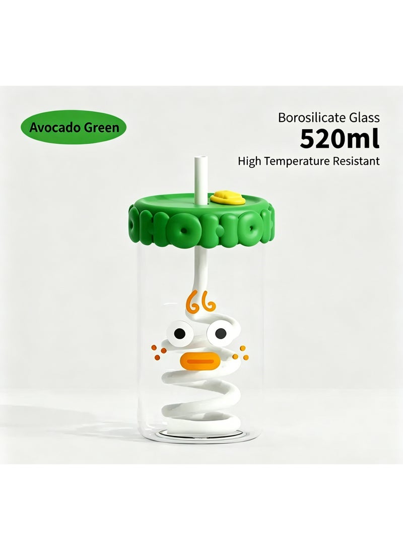 general 520ml Funny Glass Cup with Straw Heat Resistant - Image 1