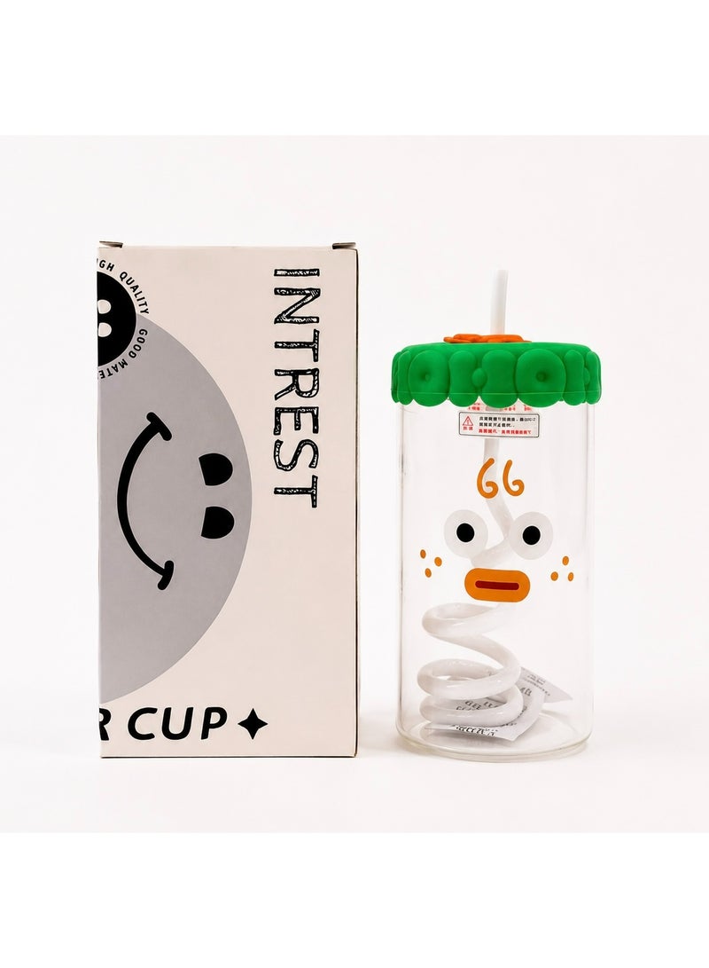 general 520ml Funny Glass Cup with Straw Heat Resistant - Image 2
