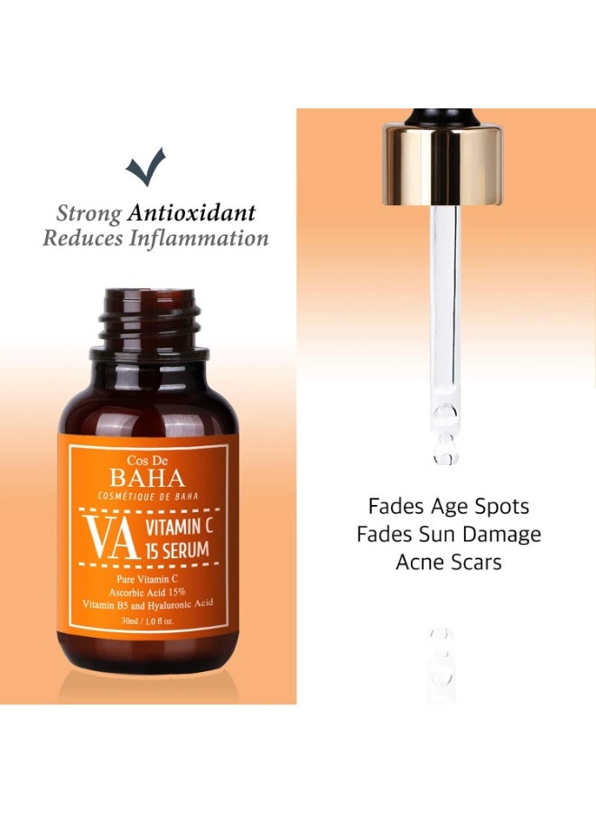 Cos De BAHA Vitamin C(Ascorbic Acid) 15% Serum 1 Fl Oz – Korean Skin Care for Dull & Uneven-Looking Skin, Brightening Face Serum with Ascorbic Acid, 30ml - Image 4