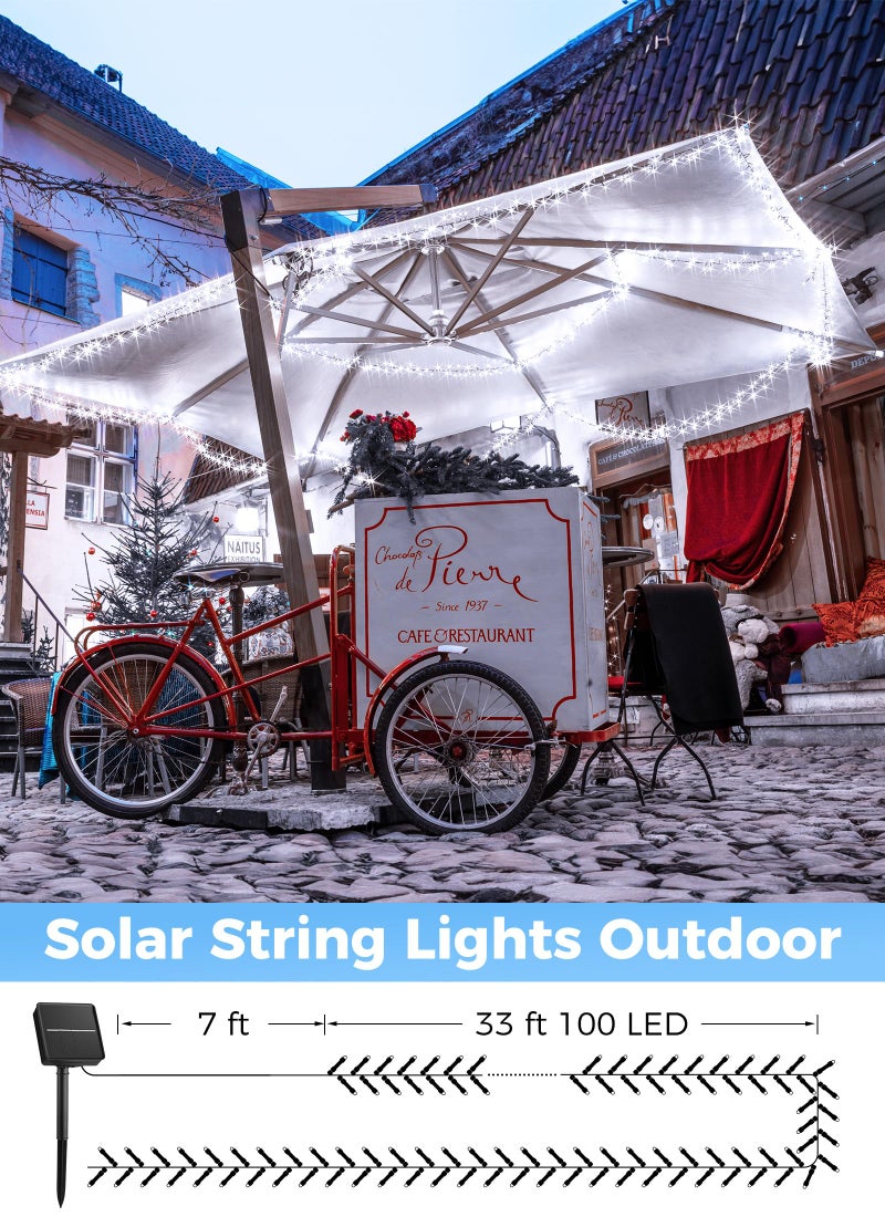 Minetom Solar String Lights Outdoor - 40FT 100 LED String Lights Solar Powered with 8 Lighting Modes, Waterproof Patio Lights, Outdoor Solar Lights for Outside Tree Garden Balcony Gazebo, Pure White - Image 5