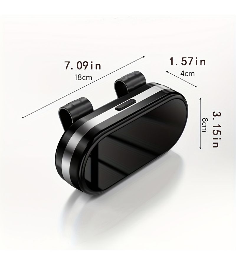 Car Eyeglass Case With Silvery Golden Border Push Button Holds Eyeglasses In Vehicle 1 Piece Gray - Image 2