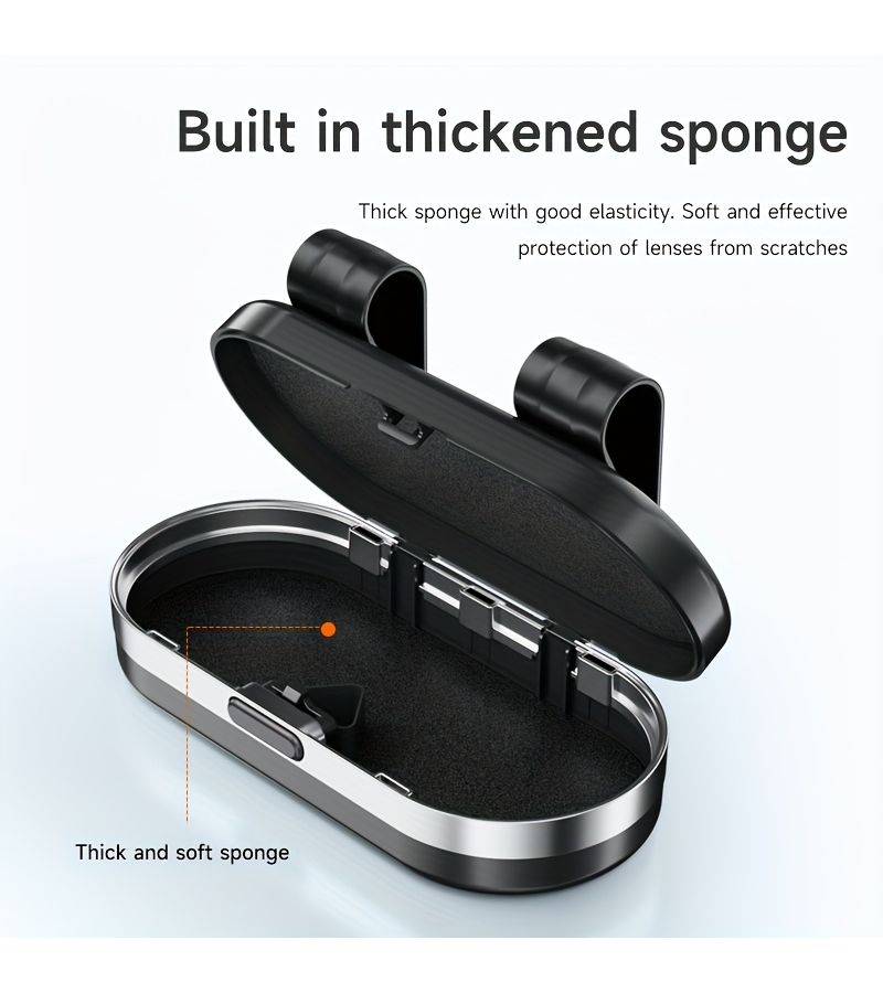 Car Eyeglass Case With Silvery Golden Border Push Button Holds Eyeglasses In Vehicle 1 Piece Gray - Image 4