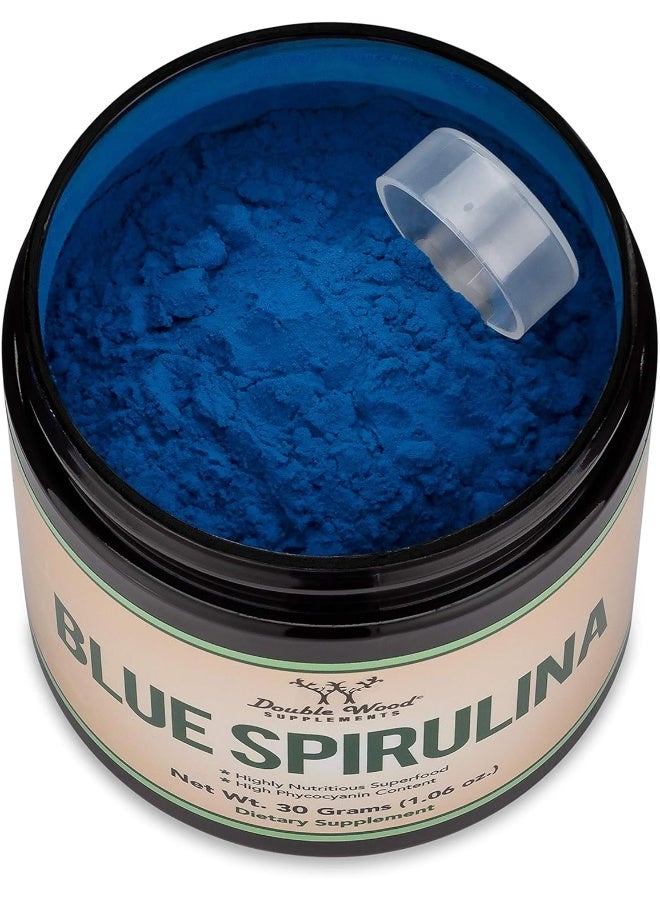 Double Wood Supplements Blue Spirulina Powder - Maximum 35% Phycocyanin Content, Superfood Powder from Blue-Green Algae, Mixes into Smoothies and Protein Drinks, Natural Food Coloring (One Month Supply) - Image 4