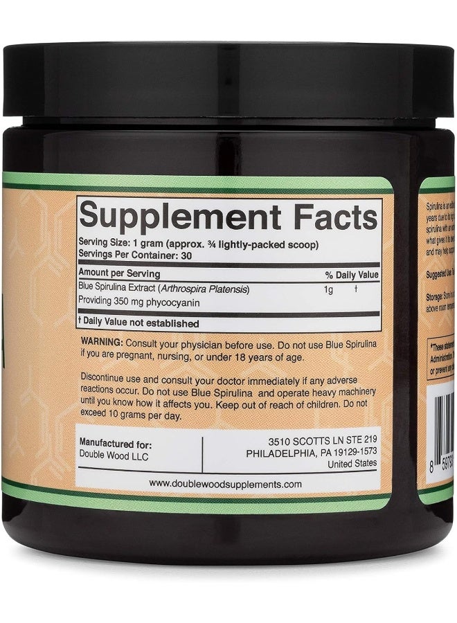Double Wood Supplements Blue Spirulina Powder - Maximum 35% Phycocyanin Content, Superfood Powder from Blue-Green Algae, Mixes into Smoothies and Protein Drinks, Natural Food Coloring (One Month Supply) - Image 5