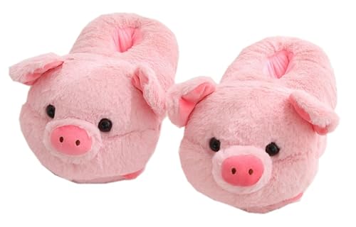 YILANLAN Women's Cute Pig Cartoon Animal Furry Winter Home Slippers (5.5/11, Pink, numeric_5_point_5) - Image 1