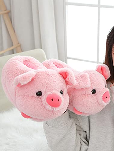 YILANLAN Women's Cute Pig Cartoon Animal Furry Winter Home Slippers (5.5/11, Pink, numeric_5_point_5) - Image 4