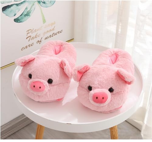 YILANLAN Women's Cute Pig Cartoon Animal Furry Winter Home Slippers (5.5/11, Pink, numeric_5_point_5) - Image 2