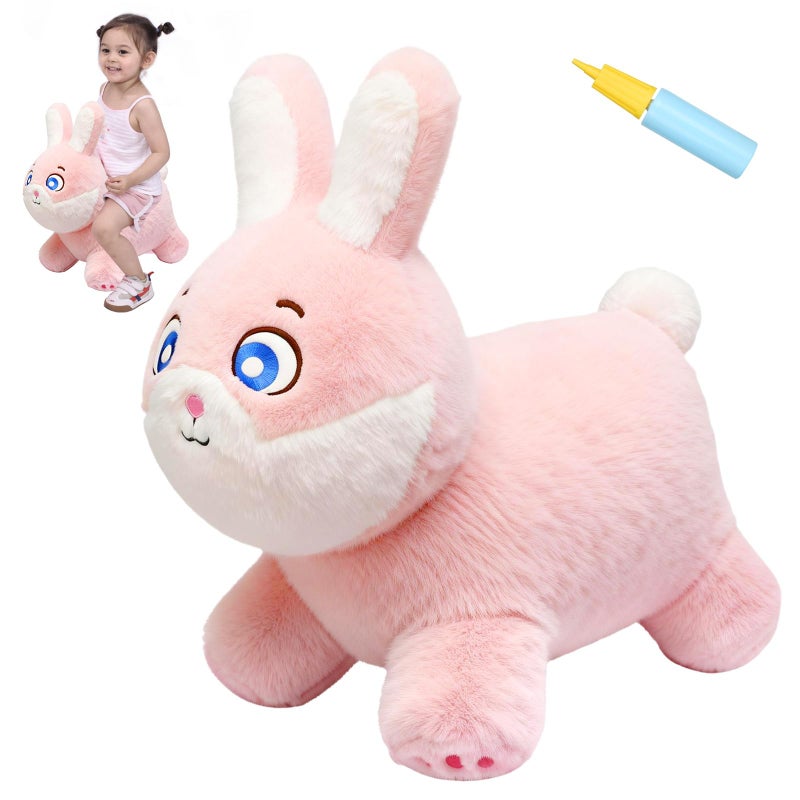 INPANY Bouncy Horse Bunny Rabbit Hopper Toys Toddler Plush Bouncing Animal Kids Inflatable Ride on Rubber Bouncer Outdoor Birthday Gift for 2 3 4 Yr Boy Girl - Image 3