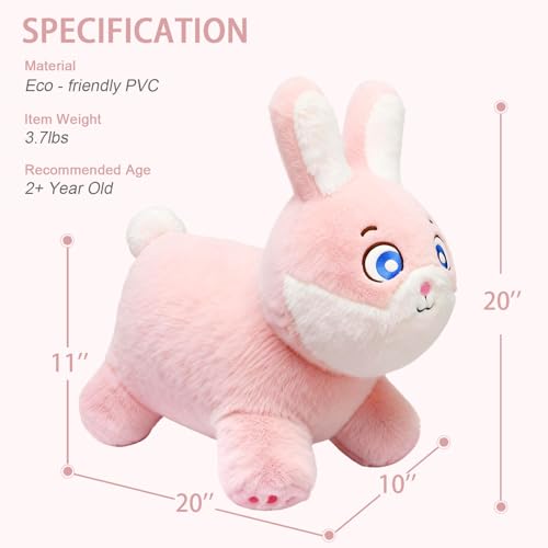 INPANY Bouncy Horse Bunny Rabbit Hopper Toys Toddler Plush Bouncing Animal Kids Inflatable Ride on Rubber Bouncer Outdoor Birthday Gift for 2 3 4 Yr Boy Girl - Image 5