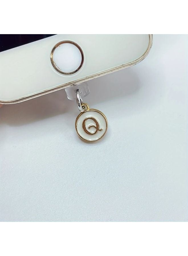 White Letter Q Style Dust Plug For iPhone Type C Alloy Port Protector - Image 1