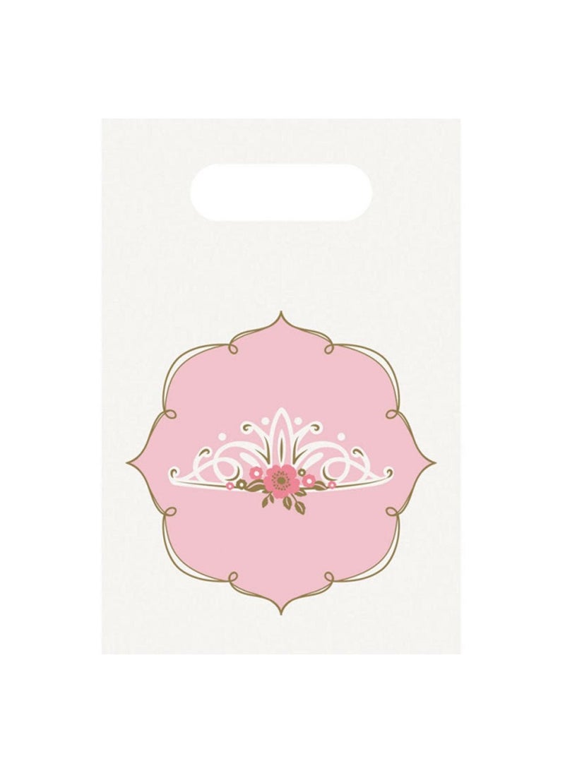 أكياس هدايا الأميرة الورقية باللون الأبيض والوردي 24 سم، عبوة من 8 قطع