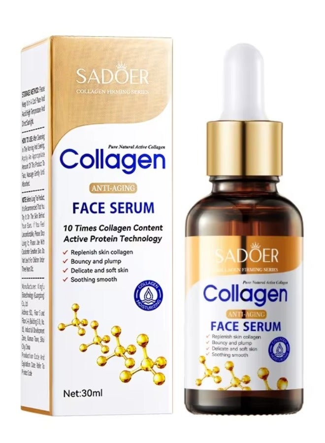 SADOER Collagen Face Serum 30ml Anti Aging Hydrating Firming Serum for Smooth Radiant and Youthful Looking Skin - Image 1