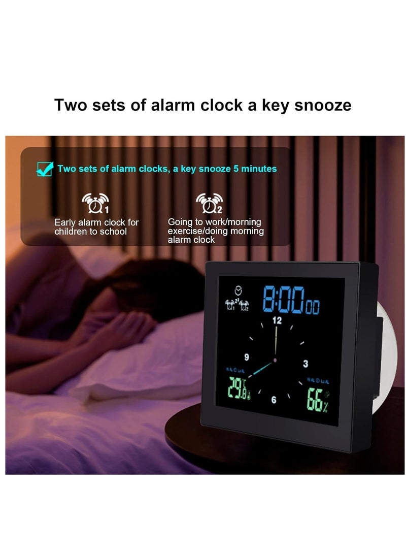 SYOSI Digital Shower Clock with with Temperature and Humidity Display, Suction Waterproof Wall Clock Bathroom Clock Kitchen Timer for Bedroom Office School Travel Kitchen Black  - Image 2