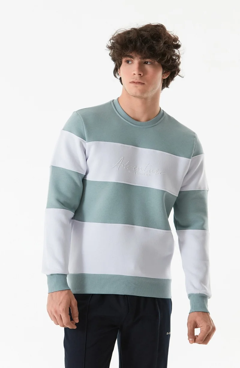 فولامودا Color Block Text Printed Crew Neck Sweatshirt