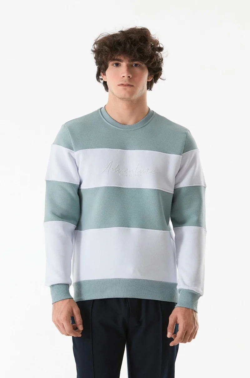 فولامودا Color Block Text Printed Crew Neck Sweatshirt