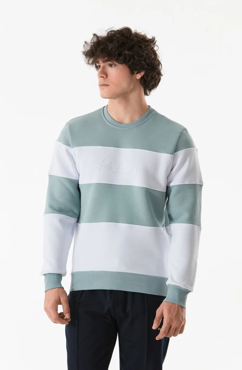 فولامودا Color Block Text Printed Crew Neck Sweatshirt