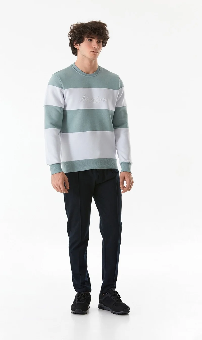 فولامودا Color Block Text Printed Crew Neck Sweatshirt