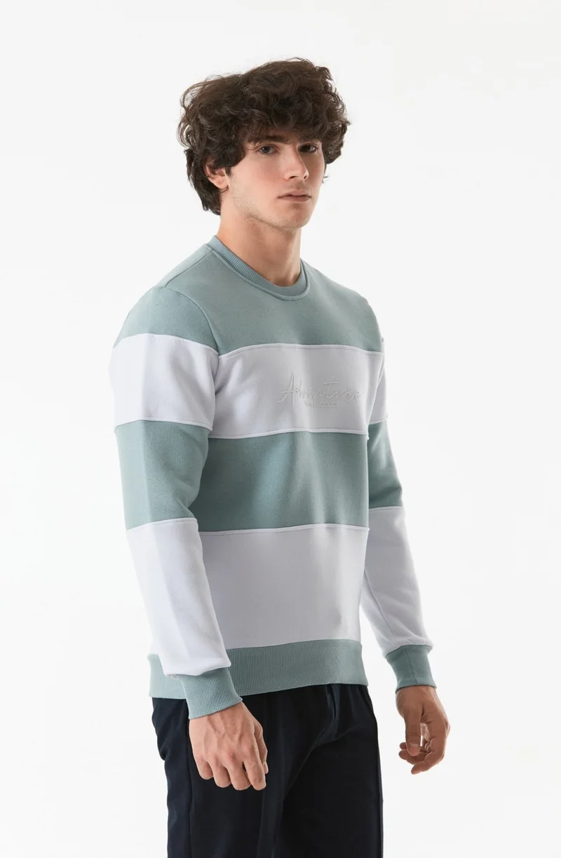 فولامودا Color Block Text Printed Crew Neck Sweatshirt
