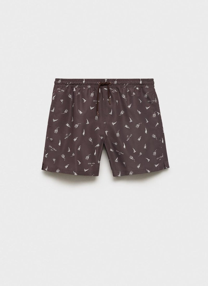 مانجو مان ملابس سباحة بطبعة قارب شراعي - Image 5