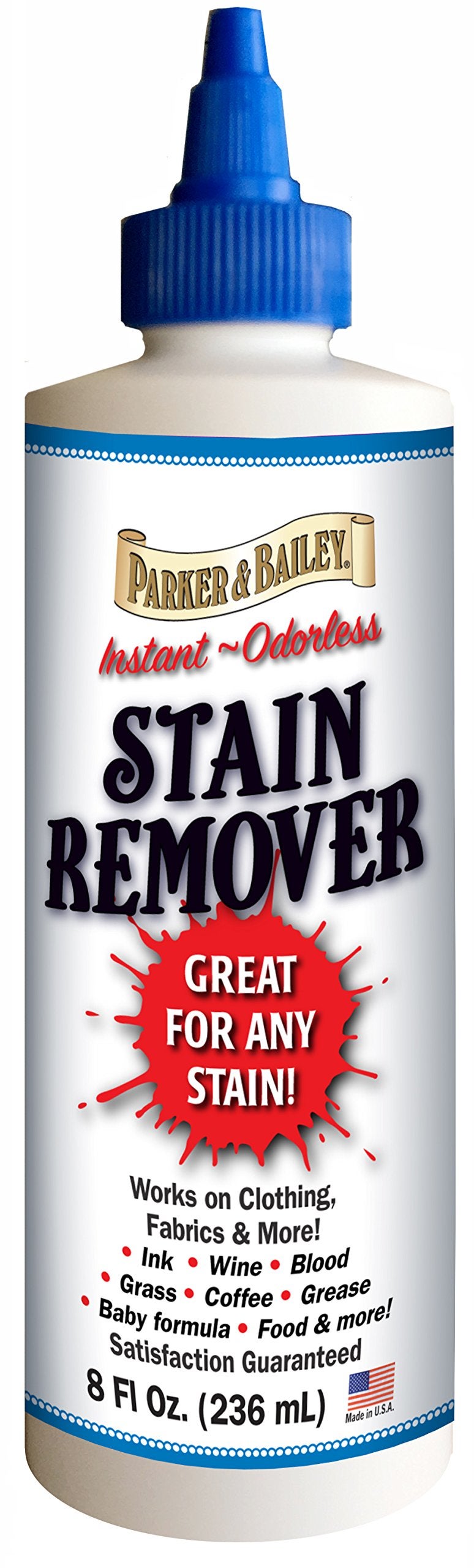 Parker Bailey Parker & Bailey Liquid Stain Remover - Instant Stain Removal on Laundry Clothing Fabric Ink Grease Blood Grass Coffee Wine Food Carpet Upholstery Spot Cleaner Odor Free Detergent Booster, 8oz - Image 1