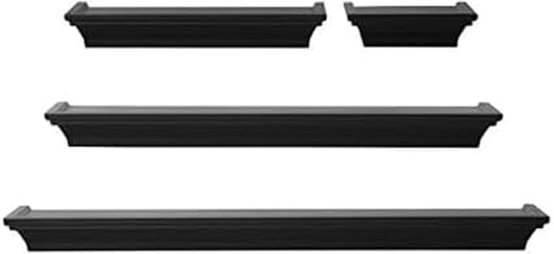 MELANNCO Floating Wall Shelves for Bedroom, Living Room, Bathroom, Kitchen, Nursery, Set of 4, Black, 4 Count - Image 1