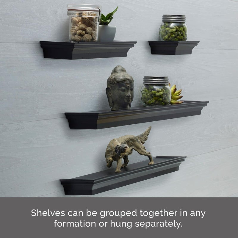 MELANNCO Floating Wall Shelves for Bedroom, Living Room, Bathroom, Kitchen, Nursery, Set of 4, Black, 4 Count - Image 5