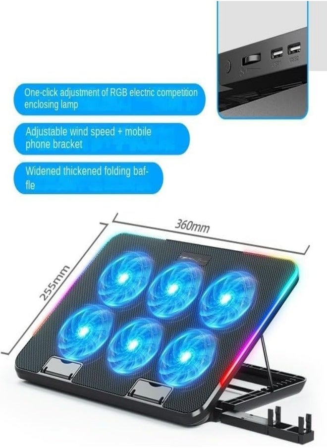 VarietyVoyageD - Laptop Cooling Pad,Gaming Notebook Cooler for Desk and Lap Use,Laptop Fan Stand with Phone Holder - Image 1