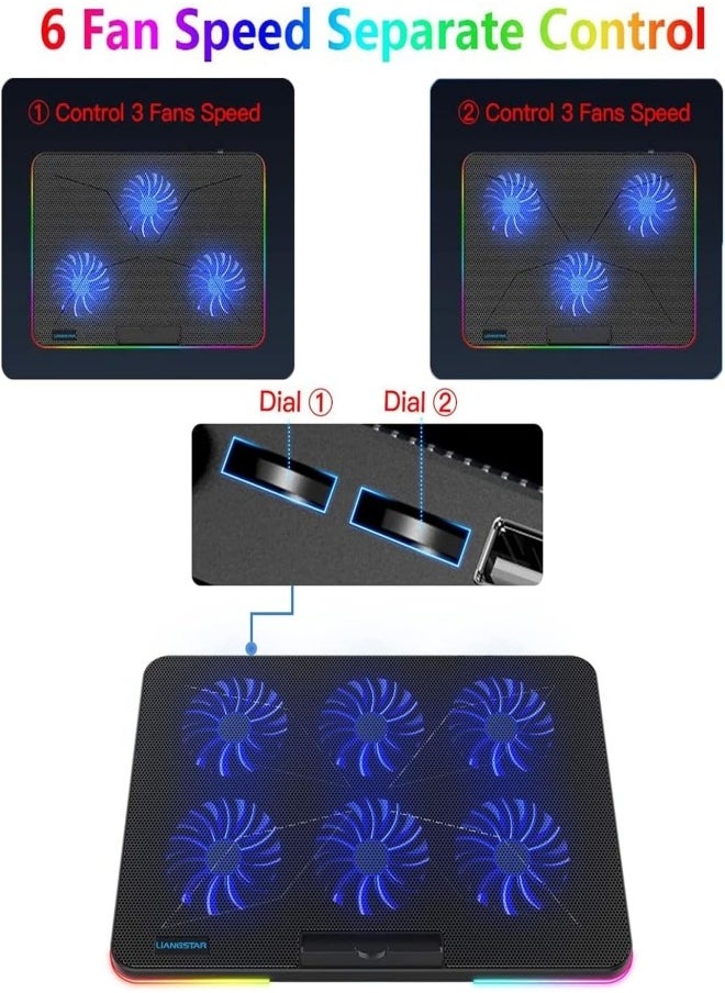 VarietyVoyageD - Laptop Cooling Pad,Gaming Notebook Cooler for Desk and Lap Use,Laptop Fan Stand with Phone Holder - Image 1