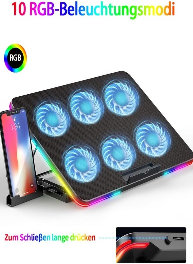 VarietyVoyageD - Laptop Cooling Pad,Gaming Notebook Cooler for Desk and Lap Use,Laptop Fan Stand with Phone Holder - Image 1