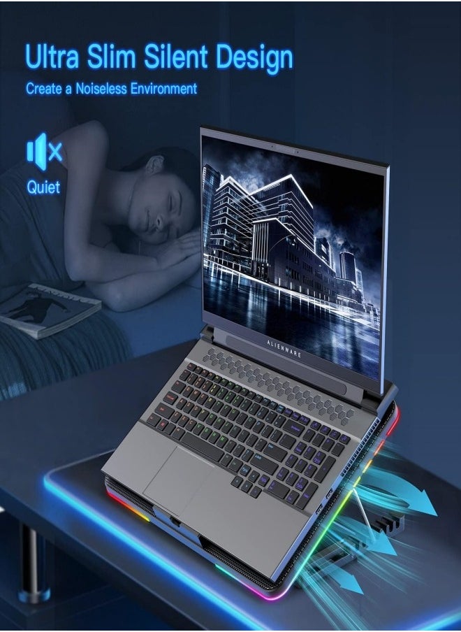 VarietyVoyageD - Laptop Cooling Pad,Gaming Notebook Cooler for Desk and Lap Use,Laptop Fan Stand with Phone Holder - Image 1