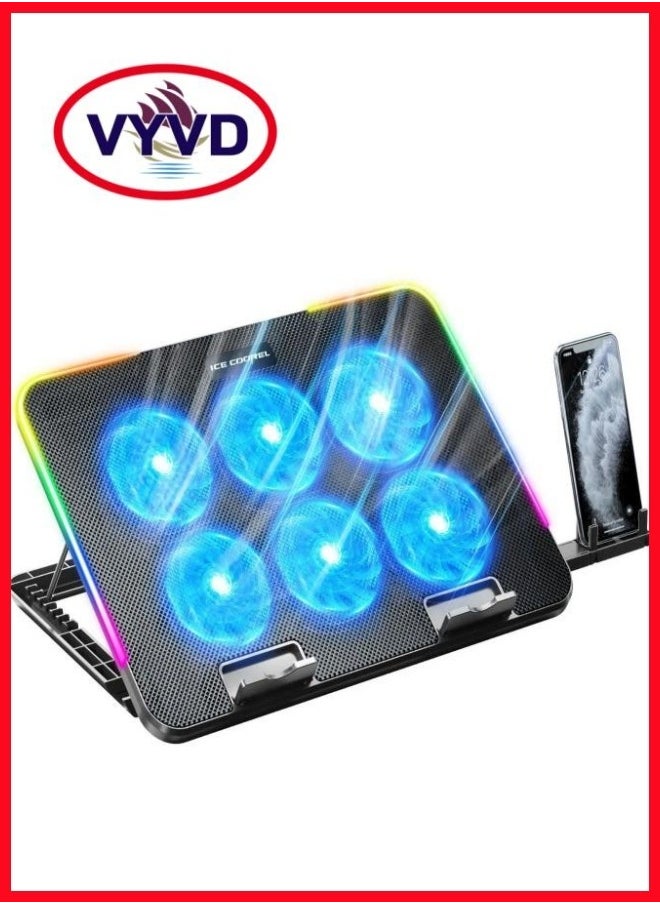 VarietyVoyageD - Laptop Cooling Pad,Gaming Notebook Cooler for Desk and Lap Use,Laptop Fan Stand with Phone Holder - Image 1
