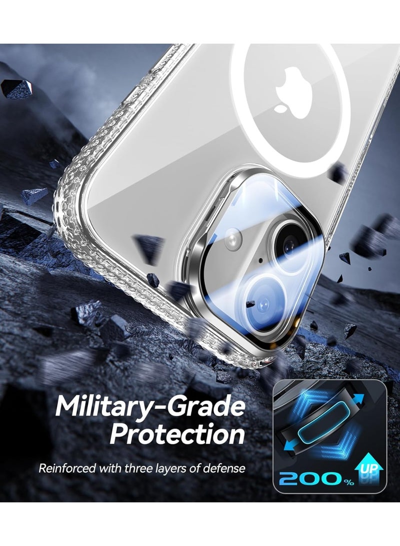 Clear Case for iPhone 17 Case with Stand [ Compatible with MagSafe ], Military Grade Heavy Duty Cover with Magnetic 360 Rotatable Ring Kickstand for Women Men, Transparent - Image 4