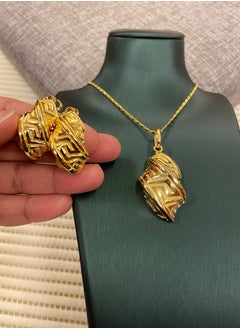 21k Gold Plated Necklace & Earrings Jewelry Set For Women