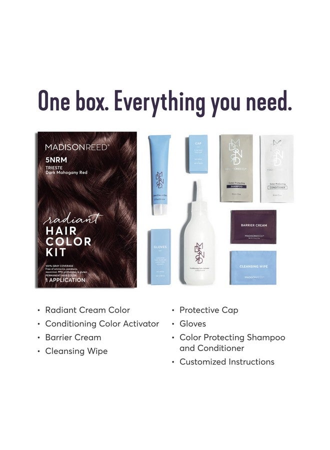 Madison Reed Radiant Hair Color Kit, Permanent Hair Dye, 100% Gray Coverage, Ammonia-Free, Trieste Red 5NRM Dark Mahogany red, Pack of 1 - Image 2