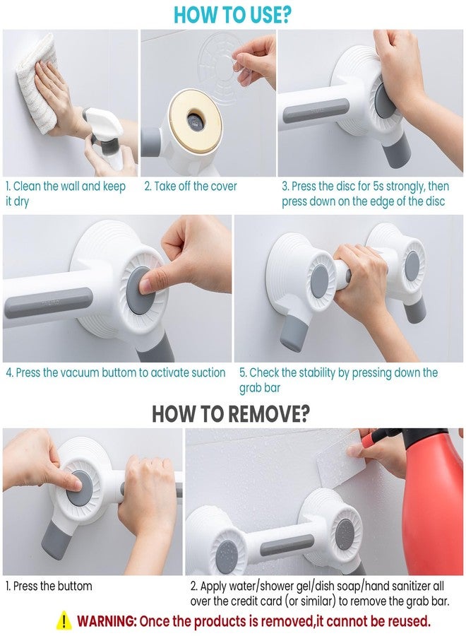 TAILI Grab Bars for Shower,Maximum 350lbs, 2 Pack Super Strong Adhesive Shower Grab Bars for Seniors, Shower Handles for Elderly Suction,Safety Grip Rails for Microcrack Tile,Drill-Free Waterproof - Image 5