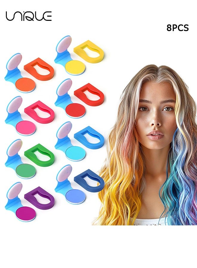 Unique 8 Pcs Temporary Hair Color - Hair Chalk for Girls Washable - Temporary Hair Color for Kids Adults - For Sport Events Birthday Cosplay Festivals Hair DIY Party - Image 1