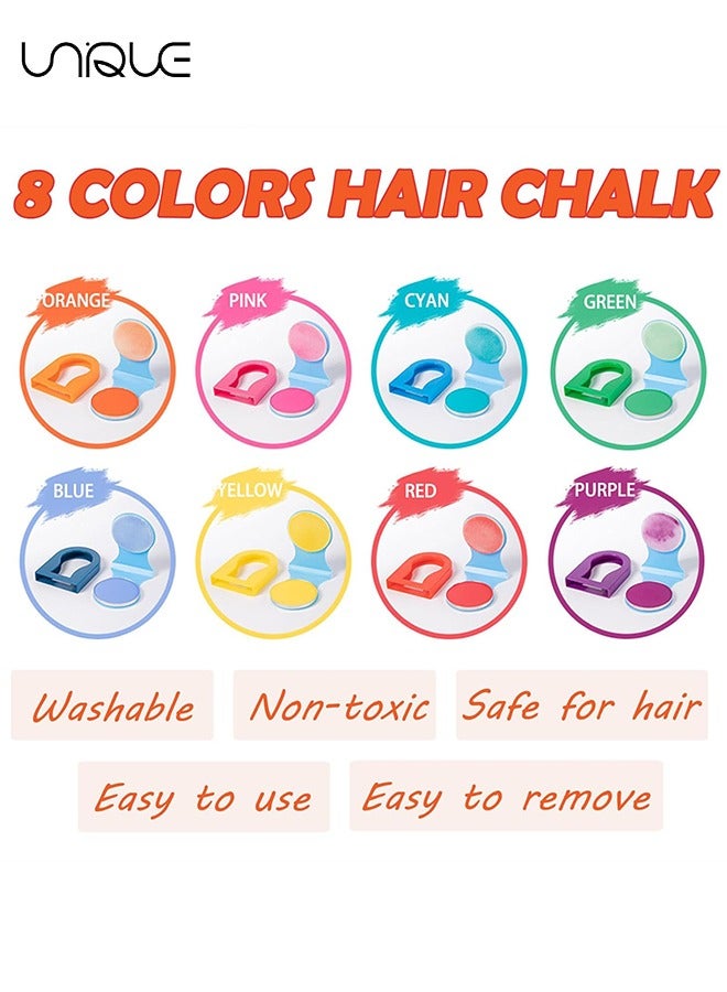 Unique 8 Pcs Temporary Hair Color - Hair Chalk for Girls Washable - Temporary Hair Color for Kids Adults - For Sport Events Birthday Cosplay Festivals Hair DIY Party - Image 3