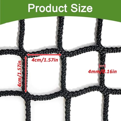 KAERYHET Safety Rope Net Kids Pet Stairs Balcony Railings Protection Rope Netting Playground Safety Net Sports Netting Baseball Softball Backstop Nets Black - Image 2