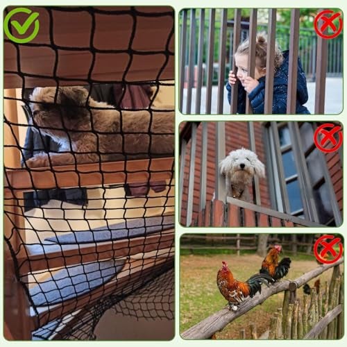 KAERYHET Safety Rope Net Kids Pet Stairs Balcony Railings Protection Rope Netting Playground Safety Net Sports Netting Baseball Softball Backstop Nets Black - Image 4