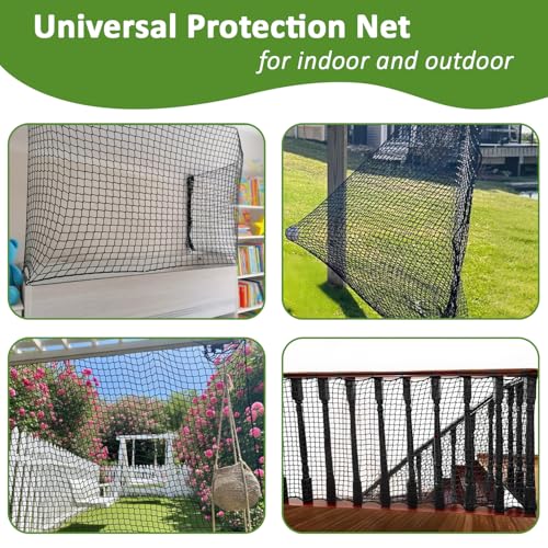 KAERYHET Safety Rope Net Kids Pet Stairs Balcony Railings Protection Rope Netting Playground Safety Net Sports Netting Baseball Softball Backstop Nets Black - Image 5