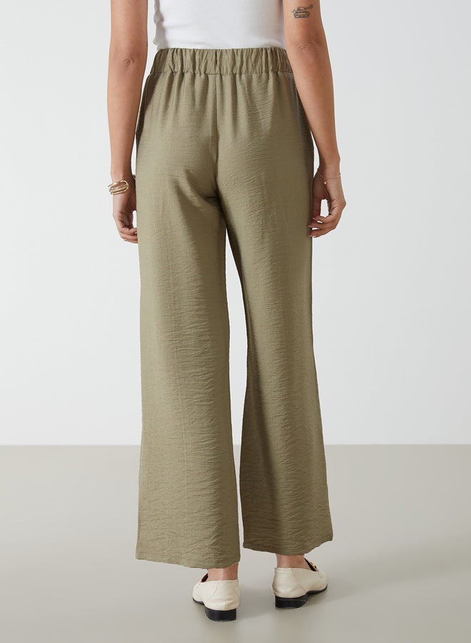 LC WAIKIKI Elastic Waist Textured Wide Leg Women's Trousers  - Image 3