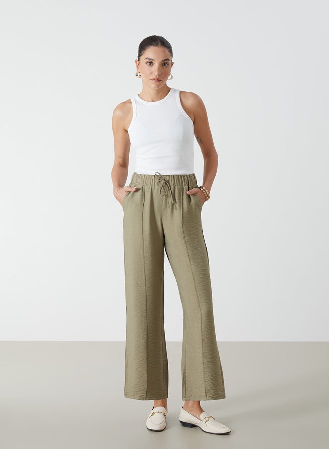 LC WAIKIKI Elastic Waist Textured Wide Leg Women's Trousers  - Image 1