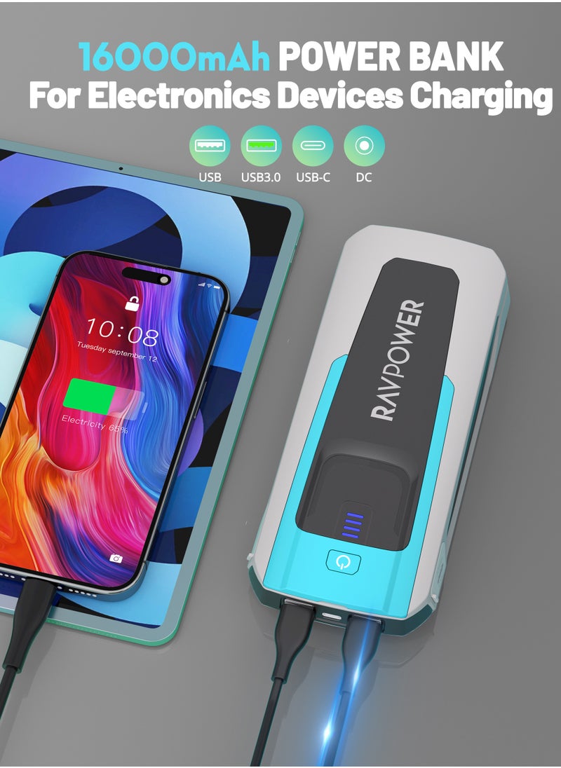 RAVPOWER RAVPower 16000mAh (59.2Wh) Jump Starter - Powerful Portable Car Battery Booster with Dual USB Charging  - Image 2