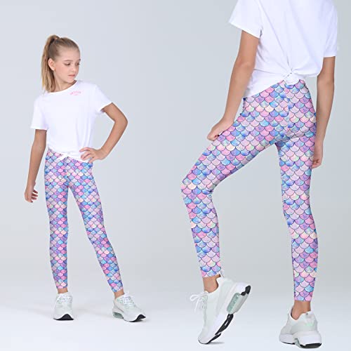 Quedoris Girls 3-Pack Printed Leggings Mermaid Purple/Blue 140Y - Image 3